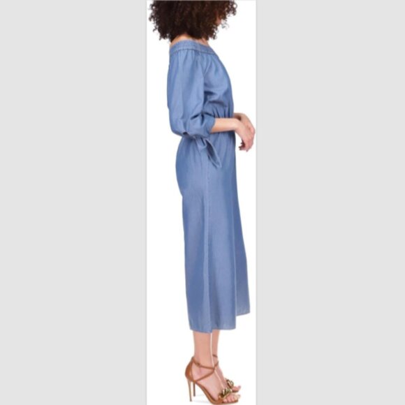 NEW Michael Kors Jumpsuit Size XL Blue Chambray Denim Wide Leg MSRP $179 NWT! - Picture 6 of 16